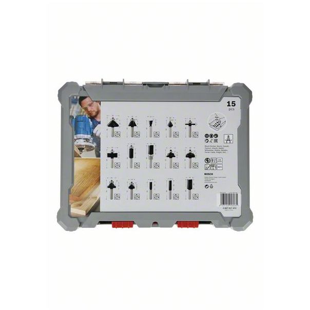 BOSCH Komplet raznih glodala, 15 komada, držač od 8 mm 2607017472 - 2607017472
