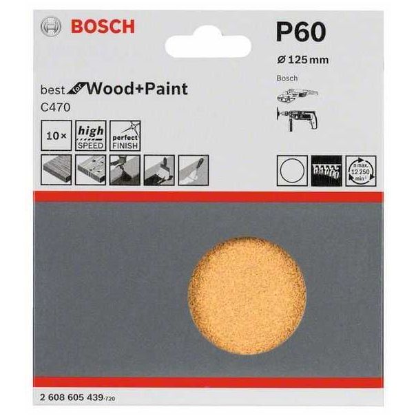 BOSCH 10-delni set brusnih listova C470 2608605439, 125 mm, 60 - 2608605439
