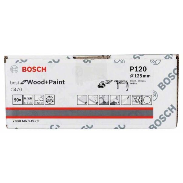 BOSCH Brusni list papir C470, pakovanje od 50 komada 2608607949, 125 mm, 120 - 2608607949