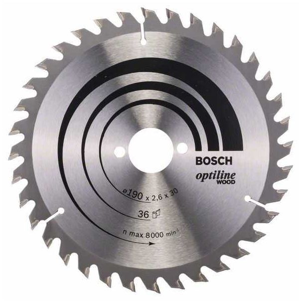 BOSCH List kružne testere Optiline Wood 190x30x2,6 mm, 36 - 2608640616
