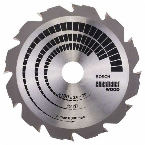 BOSCH List kružne testere Construct Wood 190x30x2,6 mm, 12 - 2608640633
