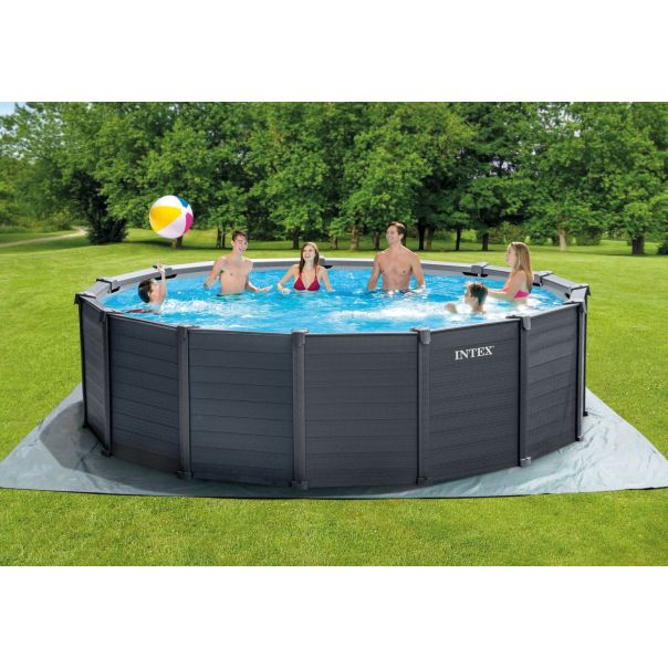 INTEX Bazen sa skimerom, pumpom, merdevinama, pvc 4.78m x 1.24m graphite gray panel pool set - 77276