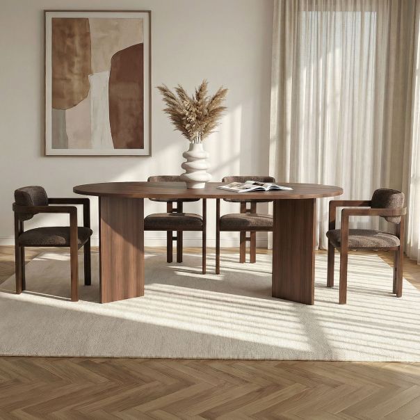 NORDURE Set trpezarijski sto i stolice 4/1 Meridia, tamno braon - EP3132667