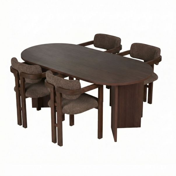 NORDURE Set trpezarijski sto i stolice 4/1 Meridia, tamno braon - EP3132667