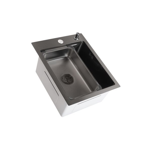 SANDONNA Inox sudopera sa dozerom i korpicom 40x50cm HD4050R, crna - 2704-1-1