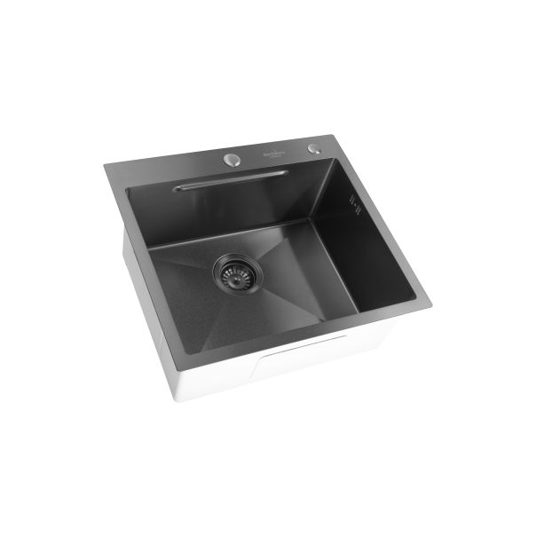 SANDONNA Inox sudopera sa dozerom i korpicom 55x50cm HD5550R, crna - 2707-1-1