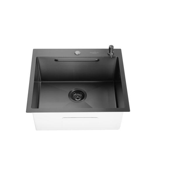 SANDONNA Inox sudopera sa dozerom i korpicom 55x50cm HD5550R, crna - 2707-1-1