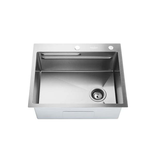 SANDONNA Inox sudopera sa dozerom, korpicom  i daskom 60x50cm HD6050R, hrom - 2709