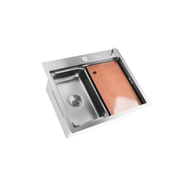 SANDONNA Inox sudopera sa dozerom, korpicom  i daskom 60x50cm HD6050R, hrom - 2709