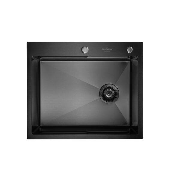 SANDONNA Inox sudopera sa dozerom, korpicom i daskom 60x50cm HD6050R, crna - 2710-1-1