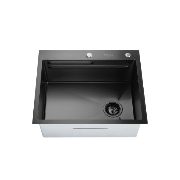 SANDONNA Inox sudopera sa dozerom, korpicom i daskom 60x50cm HD6050R, crna - 2710-1-1