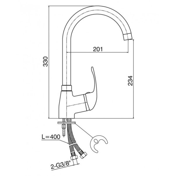MINOTTI Baterija za sudoperu MINOTTI STANDARD sa 2 cevi labud - 86050306000477