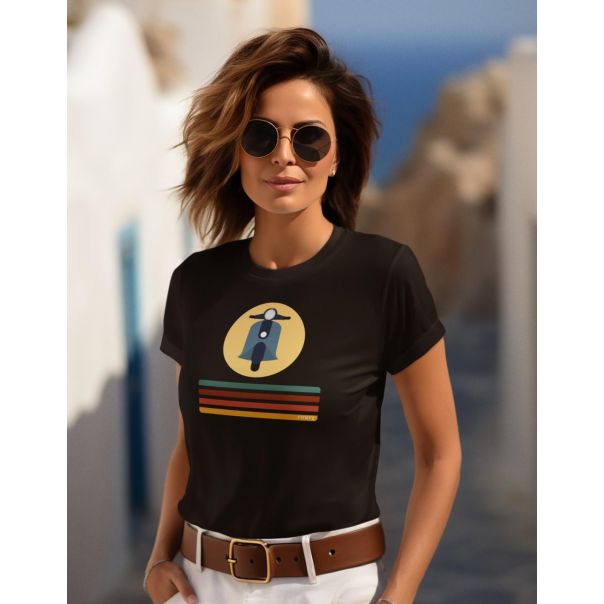 TAMANITZA Ženska crna majica VESPA DUE - Tamanitza75