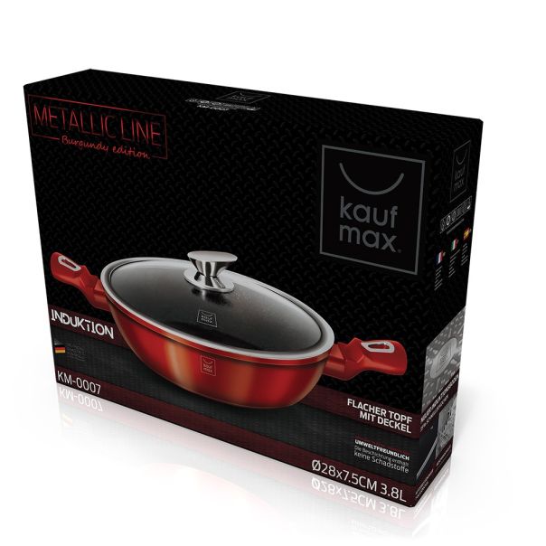 KAUFMAX Šerpa plitka sa poklopcem 28cm kaufmax burgundy line - 425849