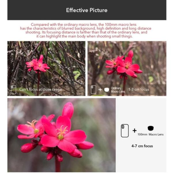 Objektiv za mobilni telefon/tablet univerzalni 100mm 4k Macro crni - 223303