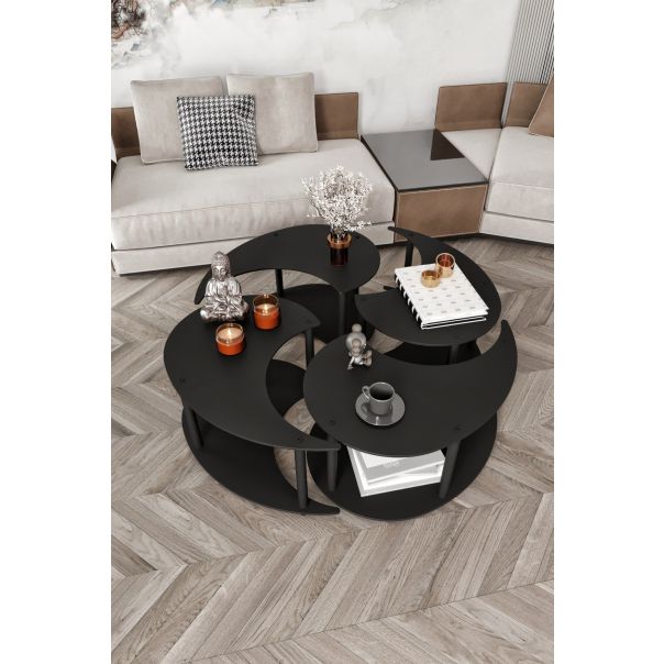 HANAH HOME Set klub stolova Yin Yang 4 70, crna - EP3056864