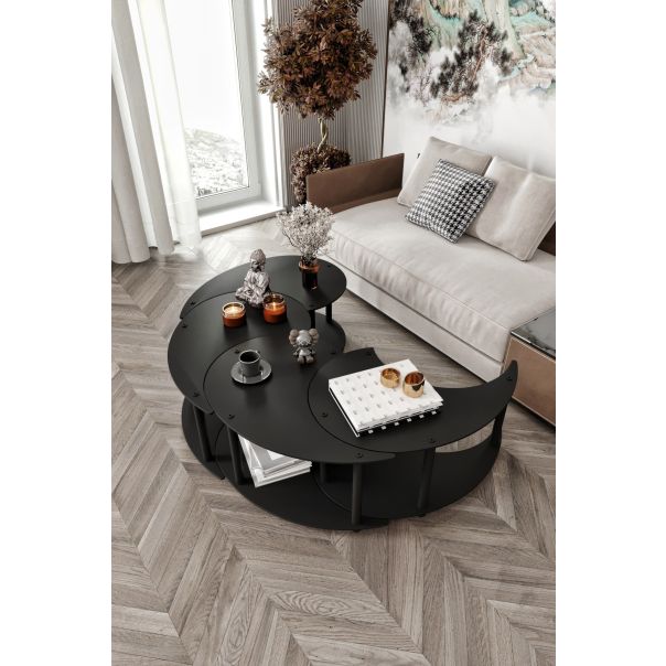 HANAH HOME Set klub stolova Yin Yang 4 70, crna - EP3056864