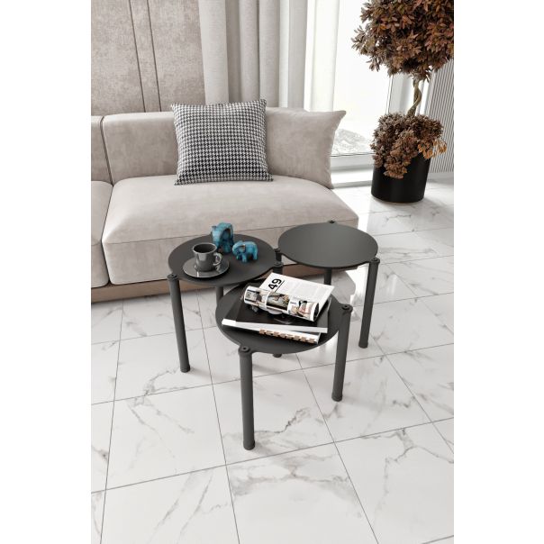 HANAH HOME Set klub stolova Lavia 3/1, crna - EP3056870