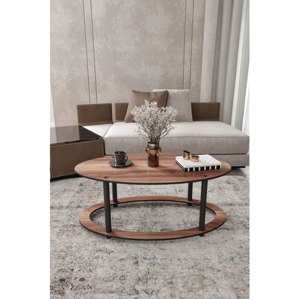 HANAH HOME Klub sto Hole Ellipse, braon/crna - EP3056900