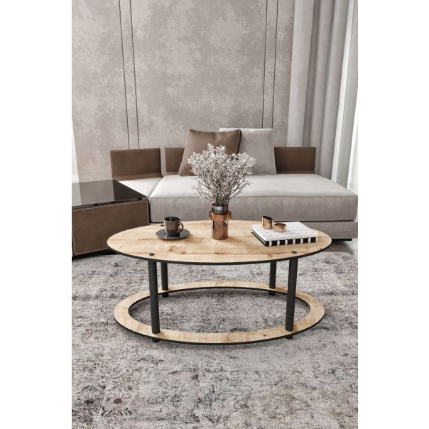 HANAH HOME Klub sto Hole Ellipse, svetlo braon/crna - EP3056915