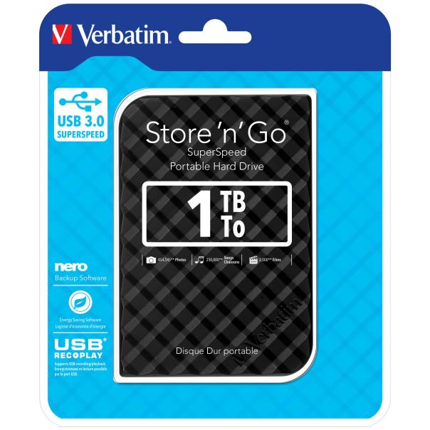 VERBATIM Eksterni HDD 1TB 3.0 Crn Kocka (53194) - 53194