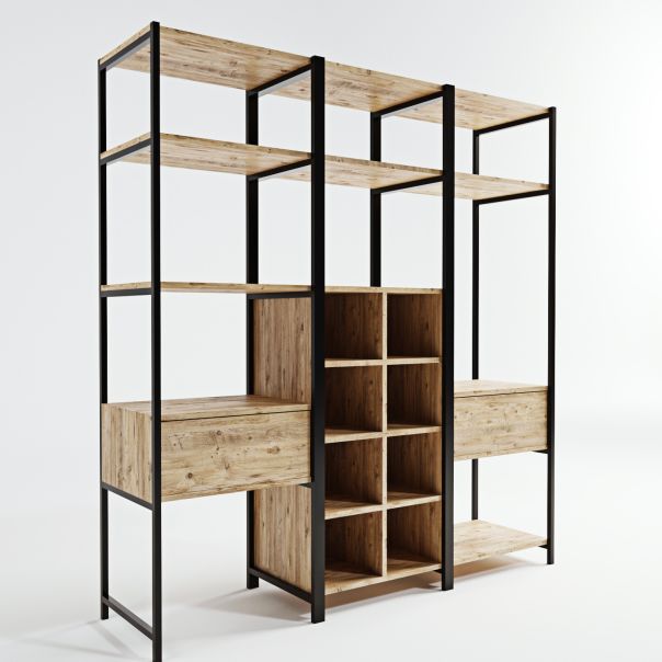 HANAH HOME Ormar-polica za predsoblje Trend, braon/crna - 285LCV1152