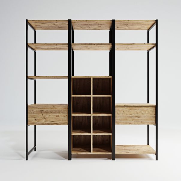 HANAH HOME Ormar-polica za predsoblje Trend, braon/crna - 285LCV1152