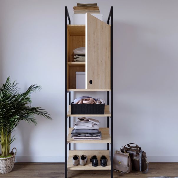 HANAH HOME Ormar-polica za predsoblje Poyraz, braon/crna - 285LCV1157