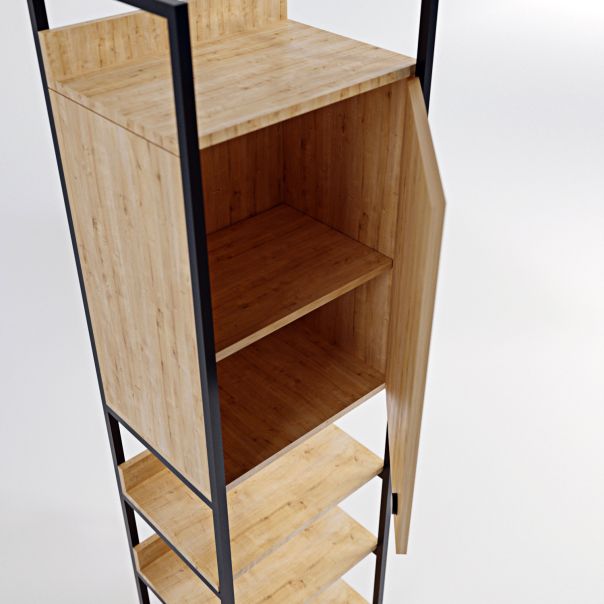 HANAH HOME Ormar-polica za predsoblje Poyraz, braon/crna - 285LCV1157