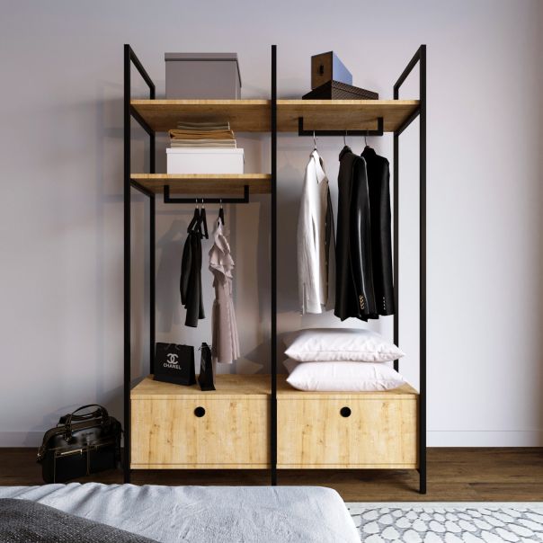 HANAH HOME Ormar-polica za predsoblje Perm, braon/crna - 285LCV1214