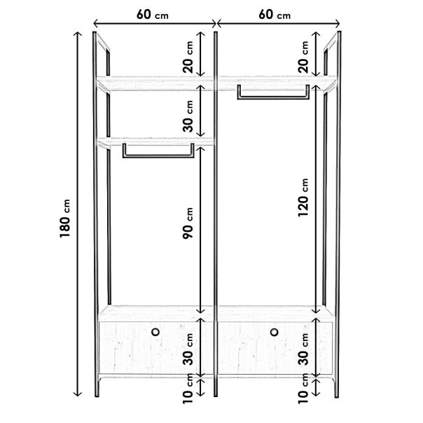 HANAH HOME Ormar-polica za predsoblje Perm, braon/crna - 285LCV1214
