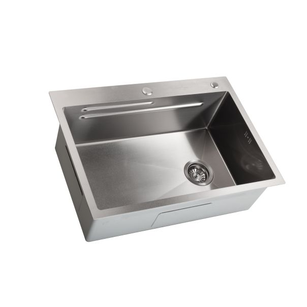 SANDONNA Inox sudopera sa korpicom, dozerom i daskom 70x50cm HD7050R, hrom - 2891-1