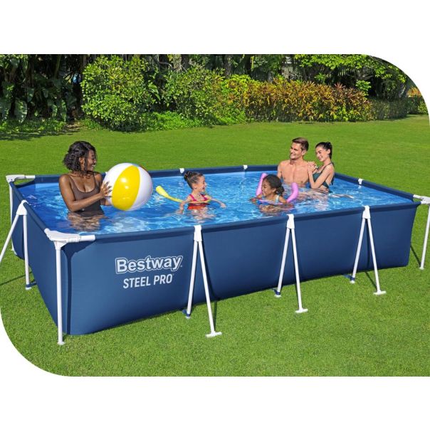 BESTWAY Bazen sa metalnim okvirom  i filter pumpom 400x211x81cm Steel Pro - 1669-1