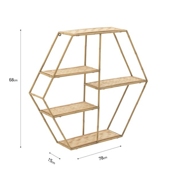 ENA Zidna polica drvo/metal 78x15x68cm - 29135-1