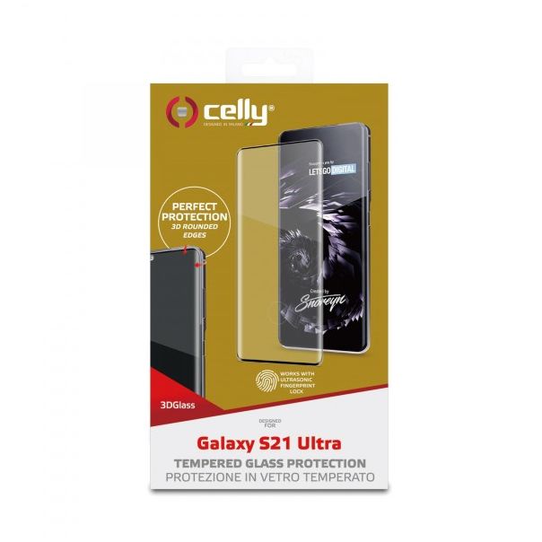 CELLY Zaštitno staklo 3D za Samsung S21 ULTRA - 3DGLASS994BK