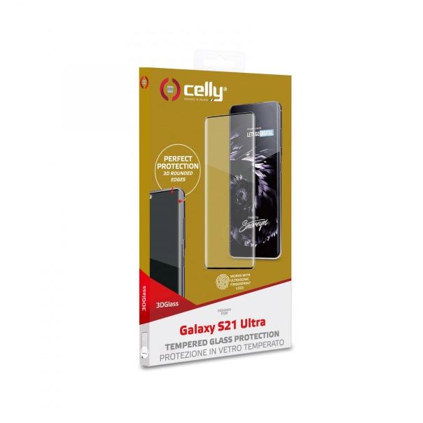 CELLY Zaštitno staklo 3D za Samsung S21 ULTRA - 3DGLASS994BK
