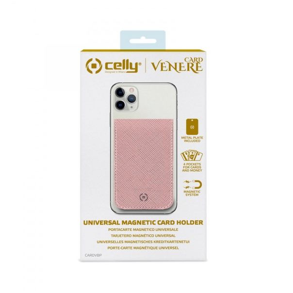 CELLY Magnetni držač kartica, roza - CARDVBP
