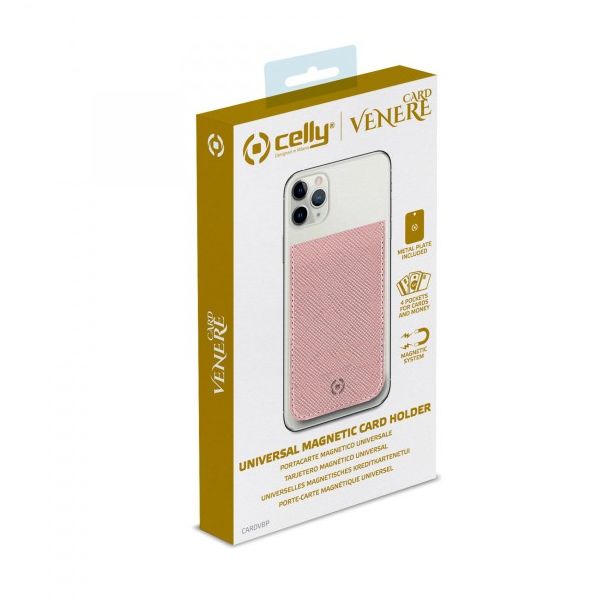 CELLY Magnetni držač kartica, roza - CARDVBP