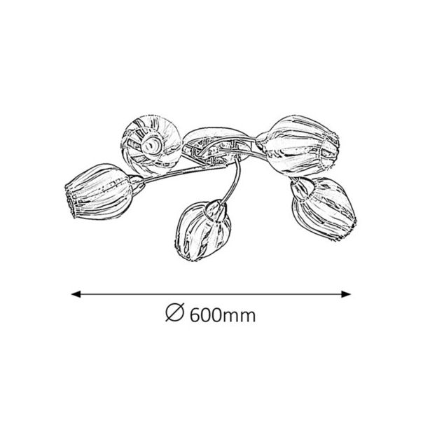 Rabalux Plafonjera Danila E27 5x MAX 60W hrom (2970) - 2970-1