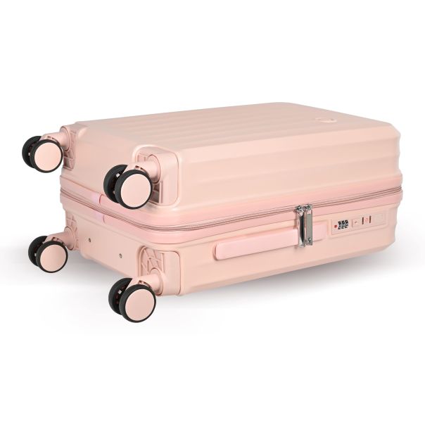 Tripmates ručni kofer (kabinski) 55 cm roze + gratis organizator za dokumenta – sa USB punjačem, držačem za piće i dodatnom kukom + gratis organizatorom za dokumenta - R0063-1