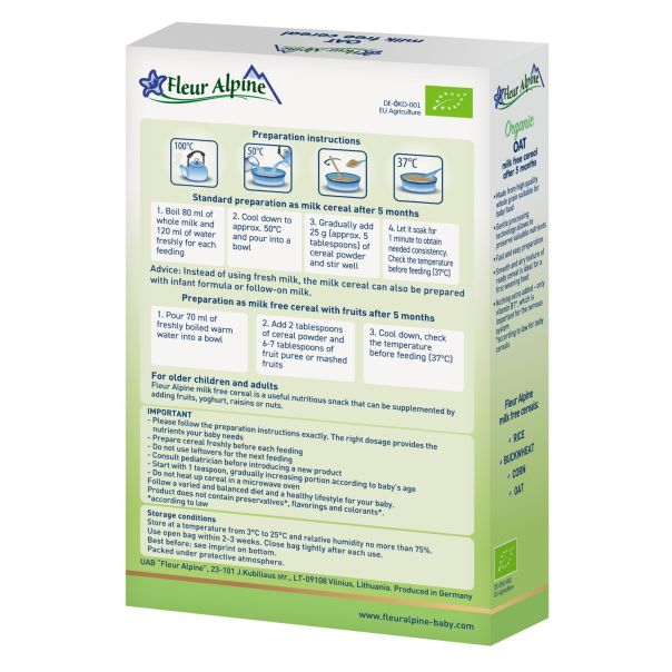 Fleur Alpine organska bezml. ovsena kaša, 5+, 175 g - 000104