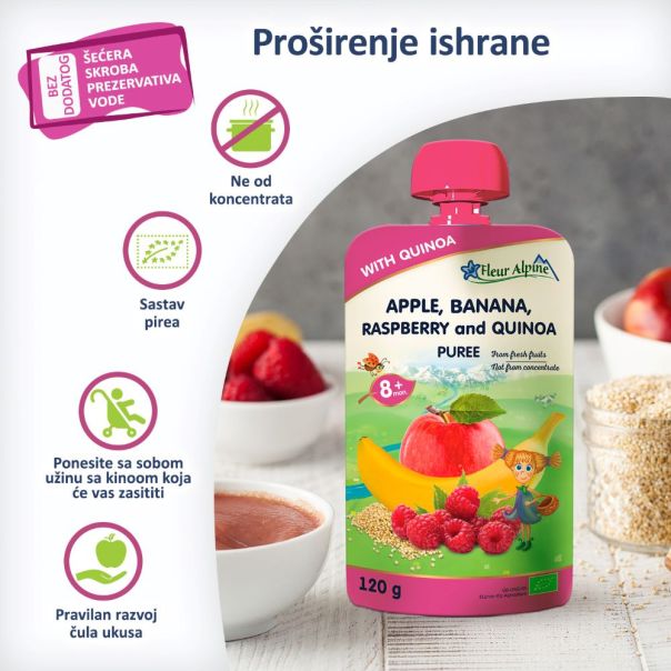 Fleur Alpine organski pire sa malinom i kinoom 8+, 120 g x 6 kom - 000382-6