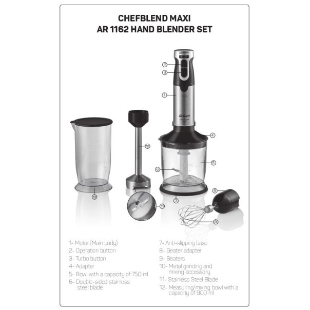 Arzum AR1162-0100 Chefblend Maxi Blender Set (1000W) 4u1 - EP2896674