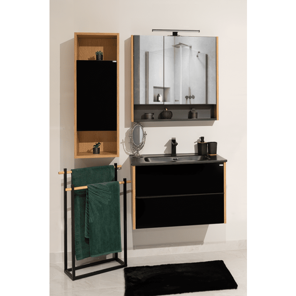 CERAMICA LUX Una donji deo 75 plazma konzolna, matt black lavabo CL-D75MB - 300260