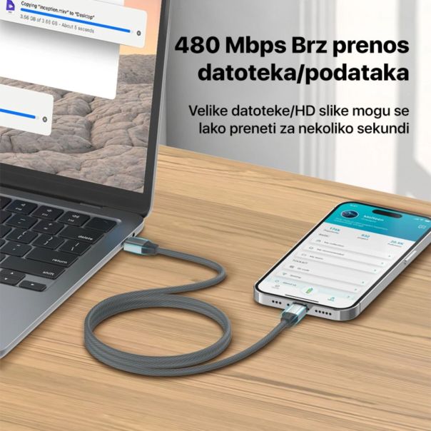 Data kabl LDNIO LC442C 100w, Type C na Type C sivi 2m - 224848