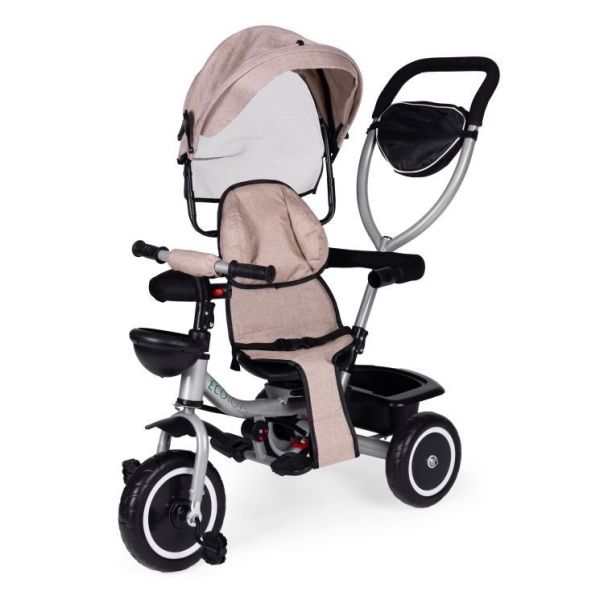 ECO TOYS Tricikl sa rotirajućim sedištem i sklopivom tendom 2u1, bež - WQL-066-52 BEI