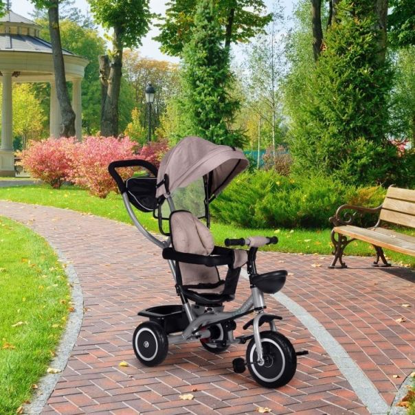 ECO TOYS Tricikl sa rotirajućim sedištem i sklopivom tendom 2u1, bež - WQL-066-52 BEI