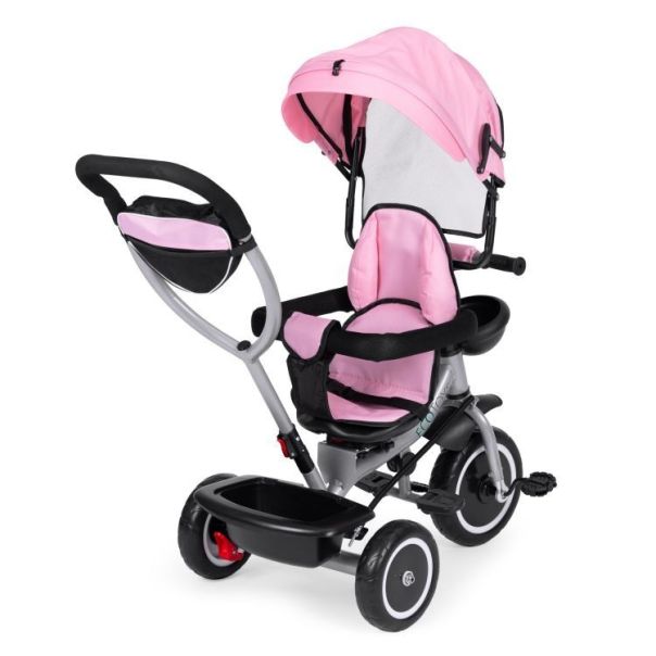 ECO TOYS Tricikl sa rotirajućim sedištem i sklopivom tendom 2u1, roze - WQL-066-52 PINK