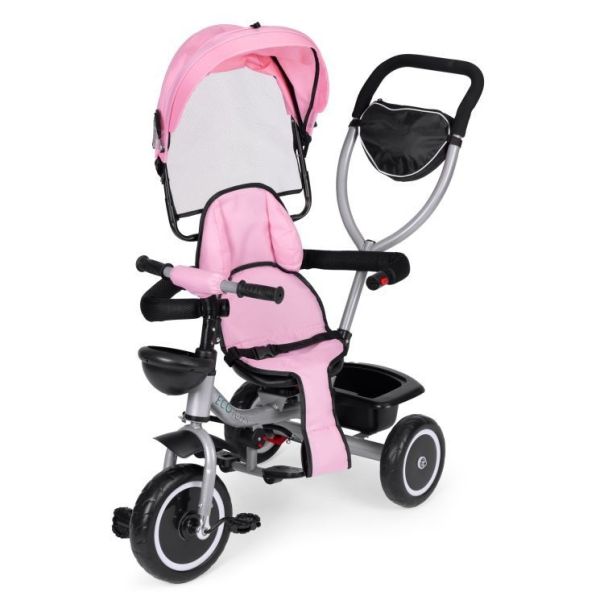 ECO TOYS Tricikl sa rotirajućim sedištem i sklopivom tendom 2u1, roze - WQL-066-52 PINK