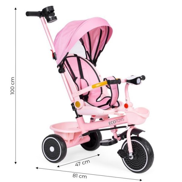 ECO TOYS Tricikl za decu 2u1, roze - WQL-066-18 PINK